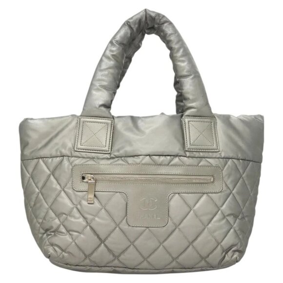 CHANEL Cococoon Tote Bag Nylon Gray Silver CC Auth - Picture 9 of 15